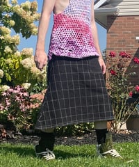 Image 5 of (Pre-Order) Quilted Denim & Rayon Linen Kilt (Black Bull)