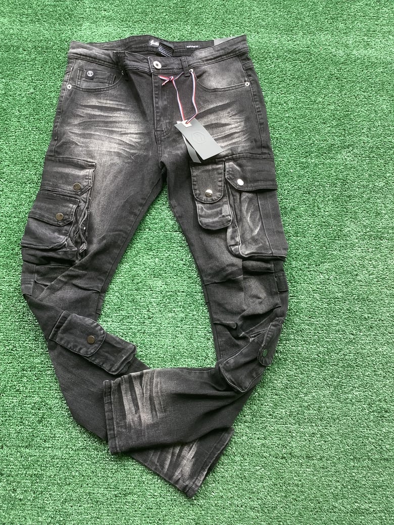 Image of Black stack pants