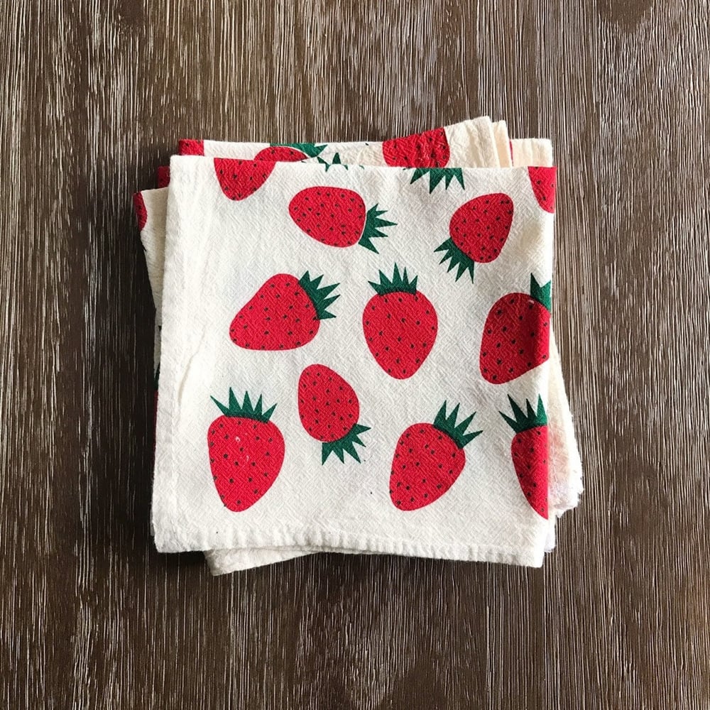 Image of Cotton Berry Napkins - Set of 4 - Choose Strawberries or Blueberries