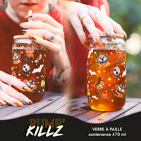 Image 1 of 🟢 STOCK 🟢 VERRE à paille et couvercle Halloween - 🎃 PUMP'KILLZ 🎃