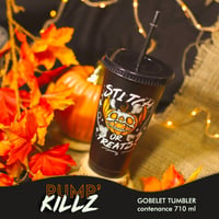 Image 1 of 🟢 STOCK 🟢 TUMBLER gobelet noir en plastique mat Halloween (4 designs) - 🎃 PUMP'KILLZ 🎃