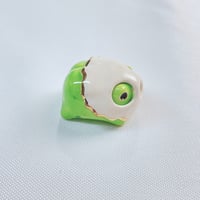 Image 4 of chubby frog with ghost mask ceramic figurine