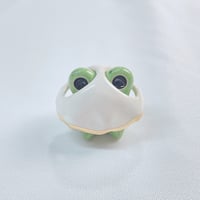 Image 2 of Heart frog with ghost mask ceramic figurine (glow in dark)