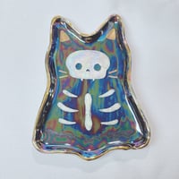 Image 1 of skeleton ghost cat trinket dish (5.4 inches length) 