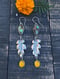 Image of White Oak Leaf Polychrome Turquoise Chalcedony Statement Earrings