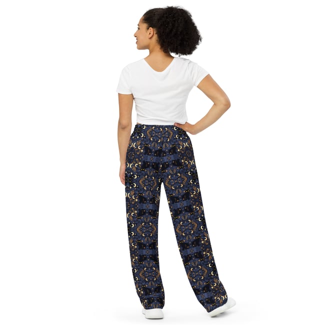 Mooncat print - unisex wide-leg pants