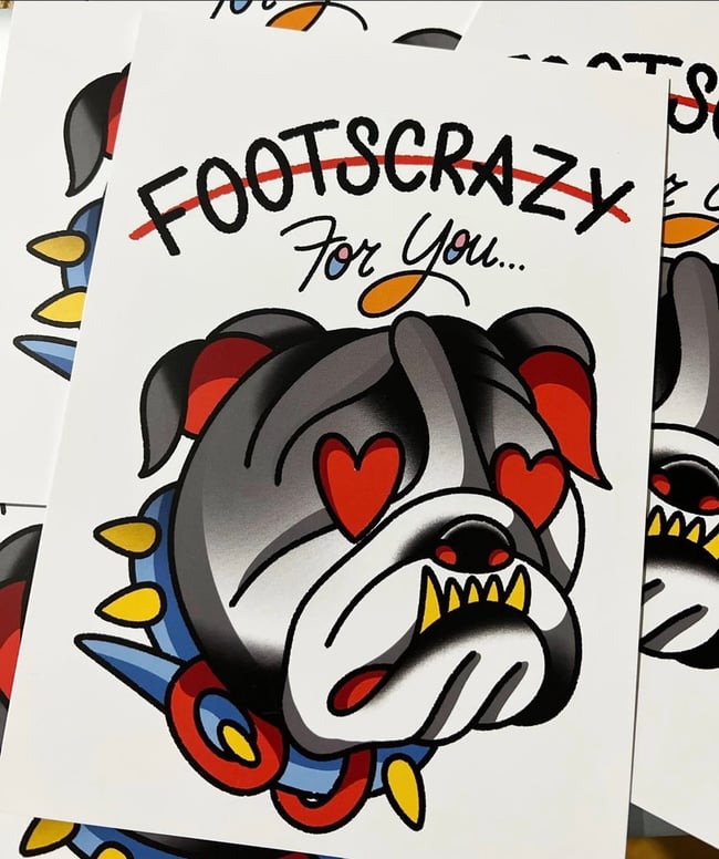 Footscrazy for you Valentine A5 postcard 