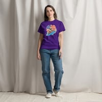 Image 6 of Retro Patriotic Surfing Sloth T-Shirt for Men and Women