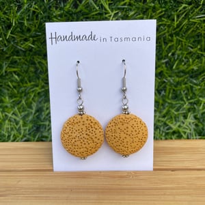 Image of Mustard Disc Lava Beaded Earrings 