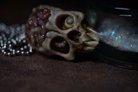 Image 7 of Brain Worms Skull pendant, stainless chain , glow in the dark eye, OOAK one of a kind