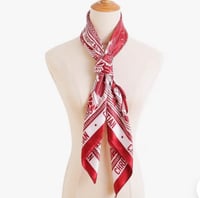 Image 2 of Christian red & white silk scarf 