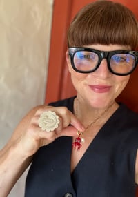 Image 8 of Red Octopus and Pearl on a Carabiner Chain - Gold or Stainless