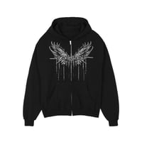 Image 1 of Zeruel Black Zip-Up Hooded Sweatshirt