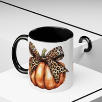 Image 3 of Orange Pumpkin with Cheetah Bow Mug