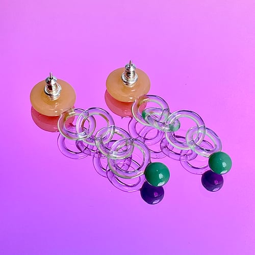 Image of Peach Flat Dot Chain Studs