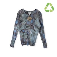 Image 1 of ♻️ UPCYCLED L Cable Knit Cotton Blend Sweater in Stormy Skies Ice Dye