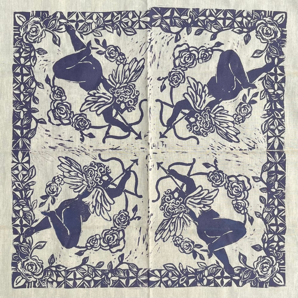 Image of MADE TO ORDER Cupid’s Corner Block-Printed Bandana- Multiple Colors Available 