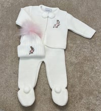 White & Pink Run Rabbit Pom Set