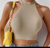 Image 1 of Knitted Sleeveless Halter Top