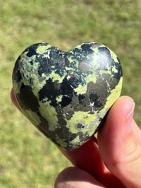 Image 2 of Serpentine & Pyrite Heart Carving | #3013