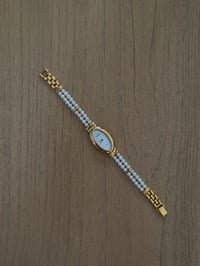 Image 1 of Vintage Authentic Genuine Pearl CROTON ladies Watch 18K gold Plated Mother Of Pearl Dial 