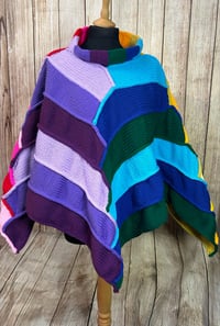Image 5 of Rainbow Vintage Design, Knitted Poncho, Thick & Warm, Handmade , Size S (fit up to U.K size 10)