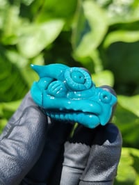 Image 7 of Small size Opaque Aqua solid DragonHead Pendant