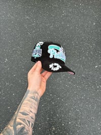Image 5 of PINK BRIM BLACK CORDUROY PHILADELPHIA PHILLIES CUSTOM FITTED CAP
