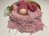 Raspberry Pink Newborn Bonnet Wrap With Dusty Rose CURLY Layer Photography Prop Set