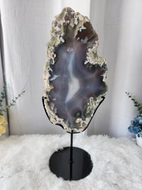 Image 1 of 6.4lb Flower Agate XL Rough Edge Crystal Slab with Custom Stand