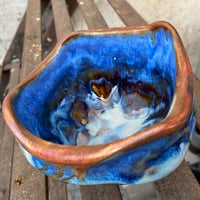 Image 4 of Swagged Lip Candy Dish - Blue & Copper