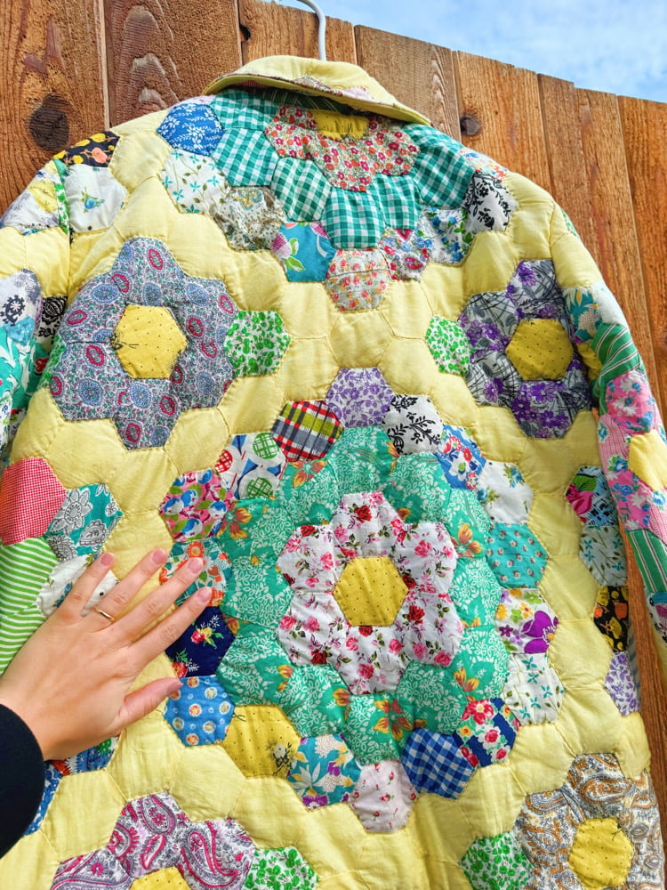 Image of Quilt Coat — Yellow Grandmothers Garden