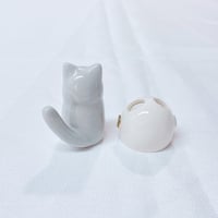 Image 5 of Gray Cat With Astronaut Helmet Ceramic Figurine 