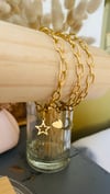 B R U N E | Bracelet chaîne trombone striée acier inoxydable pendentif