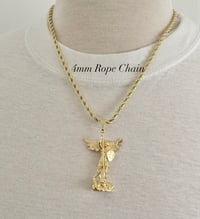 Image 2 of 4mm(20”) Rope chain with Large                         St. Michael pendant for men(Gold Plated)