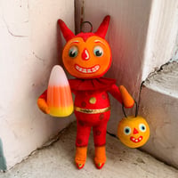 Image 2 of Little Red Devil with Jack O' Lantern and Candy Corn II