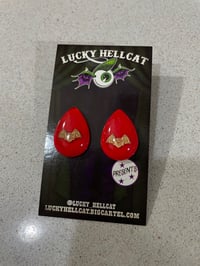 Image 3 of Select Circle or Teardrop Bat Earrings 