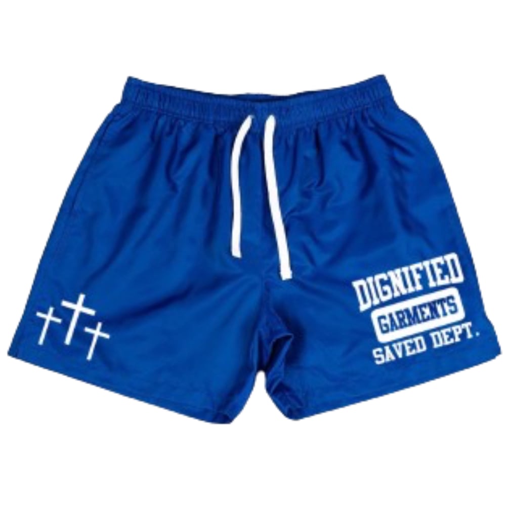 Image of Dignified “Saved Dept” Shorts (Ocean Blue) 