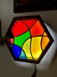 Image 1 of Stained Glass LED Hanging or Table-top Lightbox - Rainbow Illuminated Wall Art