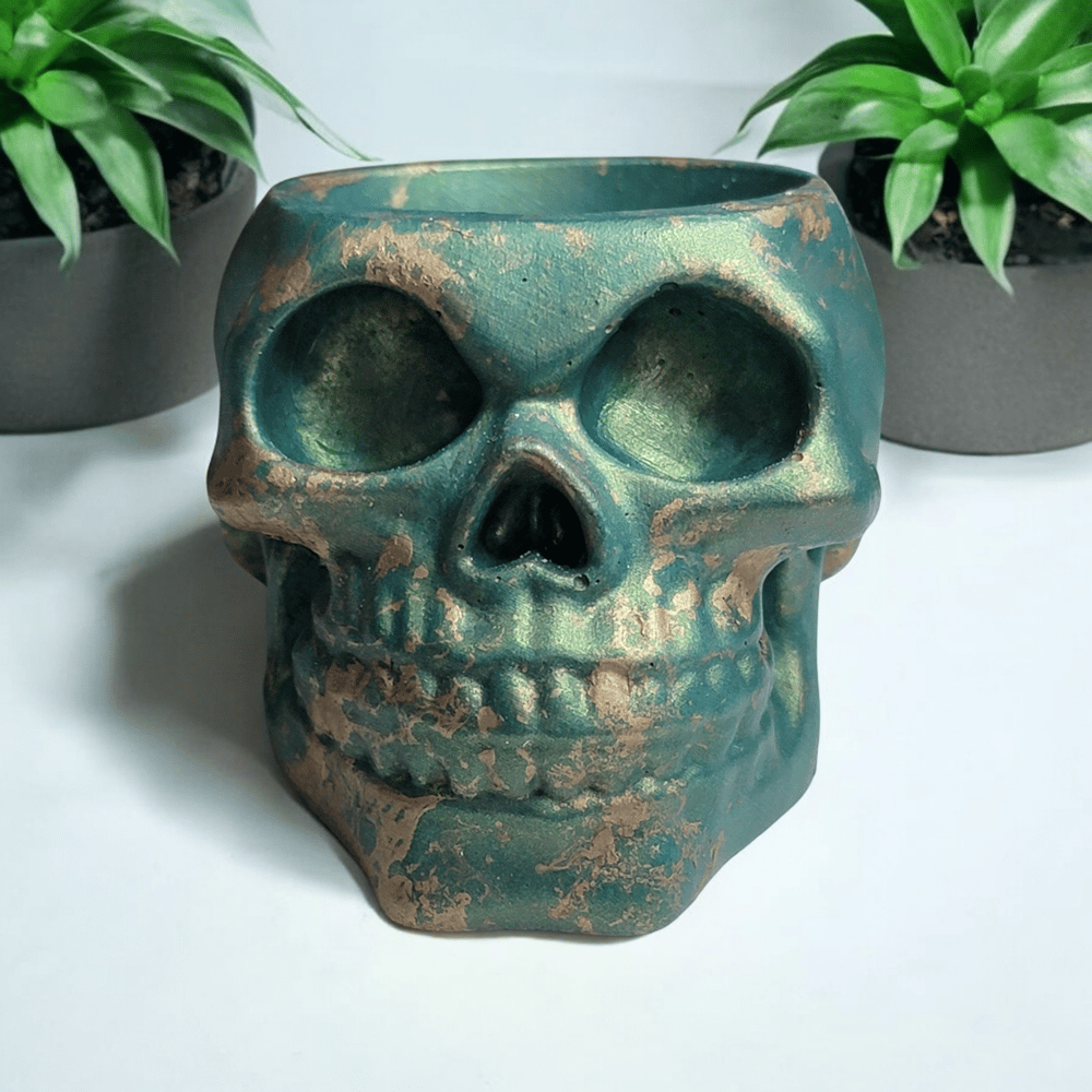 Image of Cement Skull Mini Planter