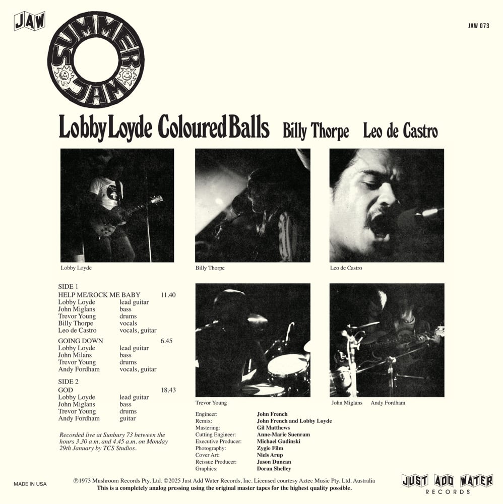 COLOURED BALLS Summer Jam LP JAW073 | Just Add Water Records