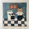 Small square art print -cooking an egg 