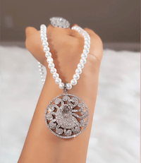 Image 4 of Binita_Australian Diamond Pearl Set in Peacock Design 