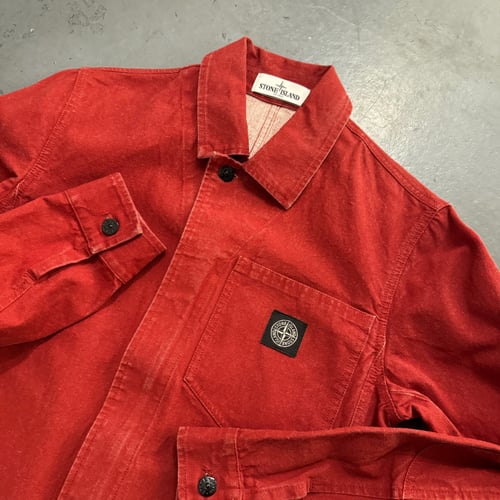 Image of  SS 2019 Stone Island Panama Placcato Denim Jacket, Size Small