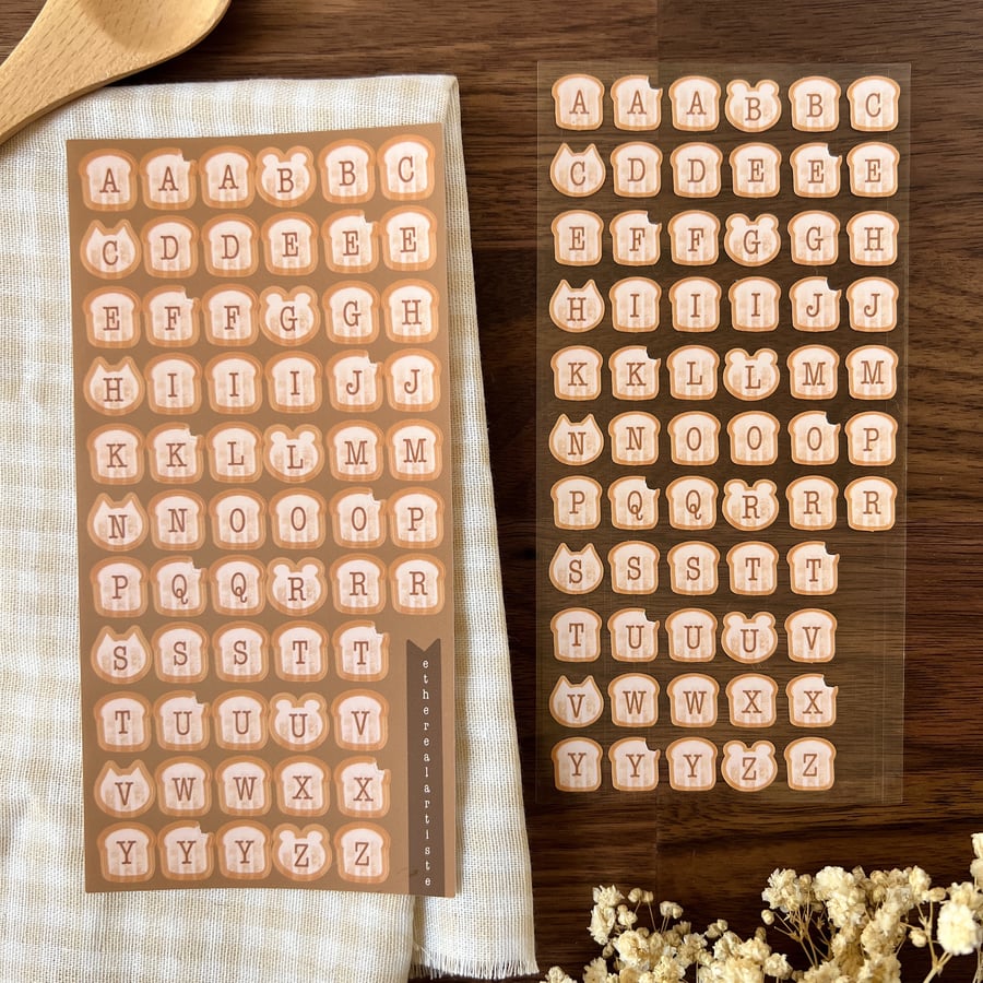 Image of 'Toast Alphabet' Sticker Sheet
