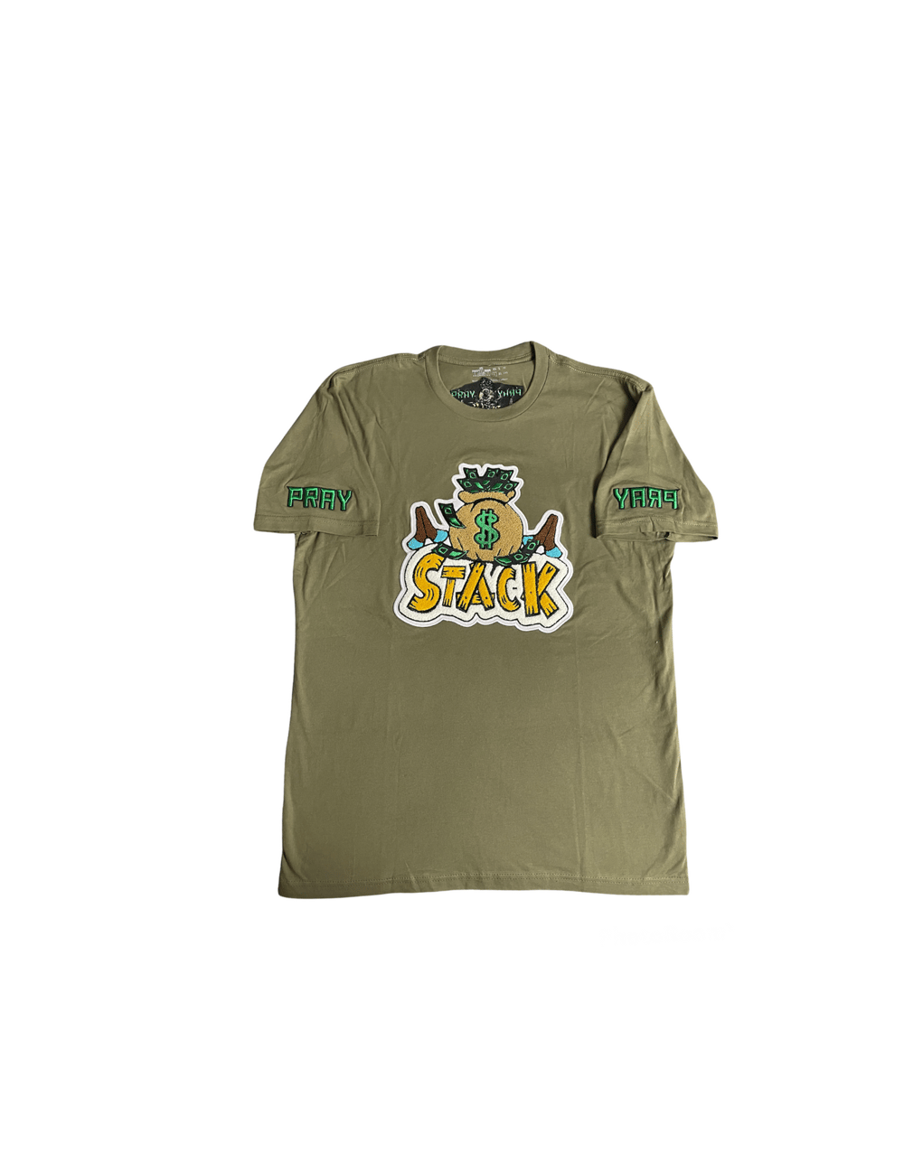 Army Green Pray Stack Pray T-Shirt w/ Patchwork