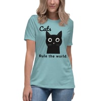 Image 10 of Women's Relaxed T-Shirt, Cats Rule the World T-Shirt | Cute Black Cat Funny Graphic Tee