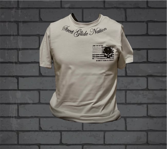 Street Glide Nation OG Short Sleeve White Shirt. (Black Ink)