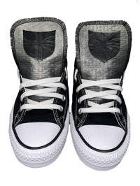 BLACK LEATHER SHIELD CHROME CHUCKS