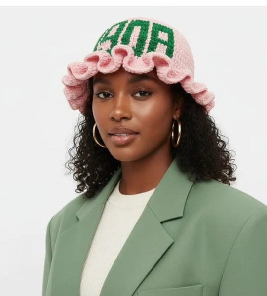 Image of Sorority Pink Crochet Ruffle 1908 Bucket Hat